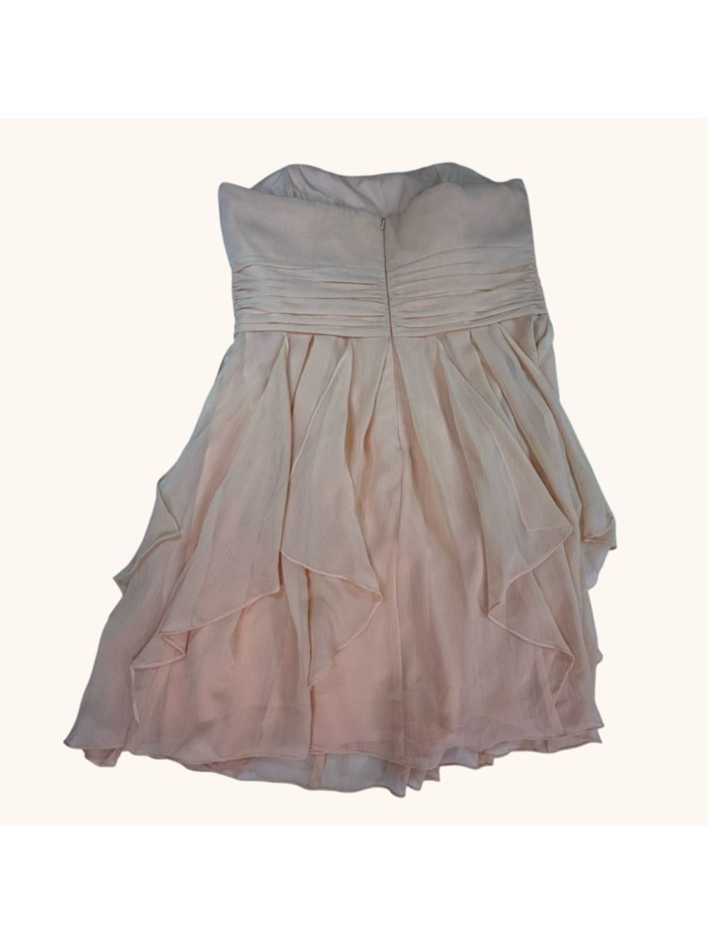 David’s Bridal Strapless Blush Pink Chiffon Cocktail Dress Size 14 Ruffle Party